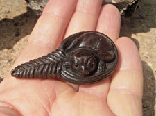 Hand Carved wood netsuke cat