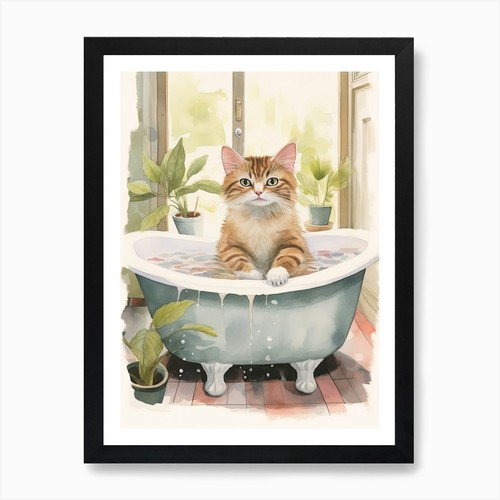 Manx cat bathtub botanical - manx,