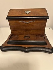 Vintage Inkwell Holder and Stationary Box with Pen Rest for Writing