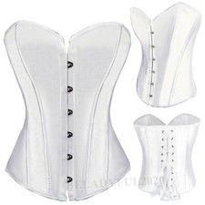 Women's Sexy Lace Up Burlesque Corset Top Basque Costume Overbust Shaper Dress