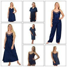 Ladies Sexy Navy Long Satin