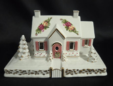 Royal Albert Old Country Roses Lighted Snowy Cottage Figurine NO BOX