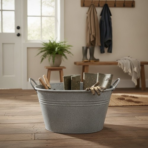 Vintage galvanised metal pan - vintage,