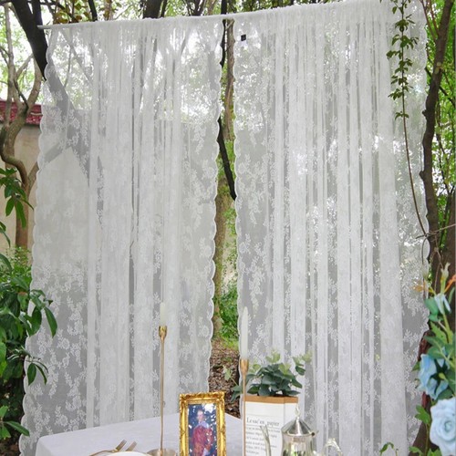 Lace sheer curtain panel - lace,