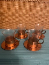 Set Of 4 Vintage Copper Glass