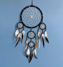 Traditional Dream Catcher Indian Style Black Dreamcatcher Beads Natural Feathers