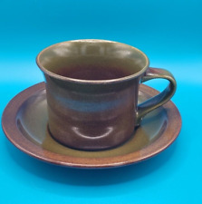 Vintage MIDWINTER Brown Green Ombre Tea Cup & Saucer - David Long 8x6cm 250ml