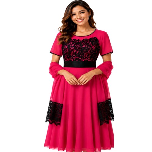 Berketex pink black lace - pink,