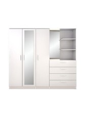 Panama 3 Door 4 Drawer Combi Wardrobe with shelves White Modern Bedroom