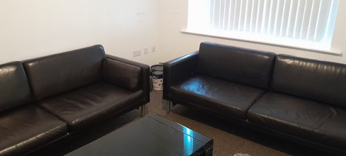 Ikea brown leather sofas - brown,