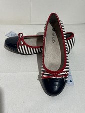 Pavers Ballet Pumps UK Size 5 Blue White Red Stripe WBINS31033 New With Tags