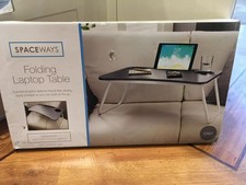 Spaceways Folding Laptop Table Grey – Portable Desk Tray W60xD34xH24cm – New