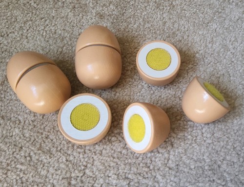 Wooden play food eggs - play,
