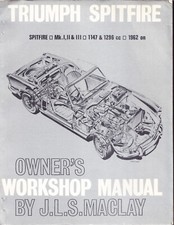 TRIUMPH SPITFIRE Mk I, II, III 1962 On  1147cc and 1296cc Haynes Manual