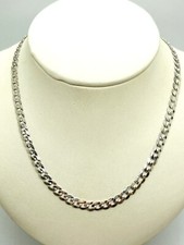 9ct White Solid Gold Curb