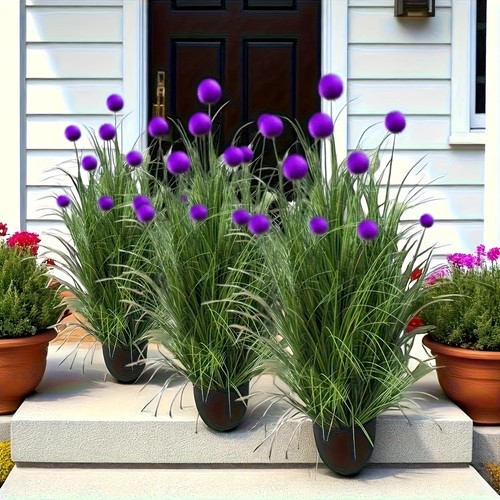 5pcs purple artificial grass - purple,
