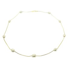 Pearl Station Necklace 14ct