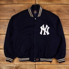 Vintage JH Design Varsity Jacket 3XL 90s Bomber New York Yankees USA Made Blue