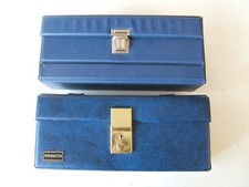2 x BLUE VINTAGE MUSIC CASSETTE TAPE CARRY CASES Excellent condition
