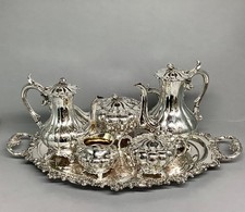 Fabulous Old English MELON Form Silver Plated Tea Set & Tray By S. HART & Co Ltd