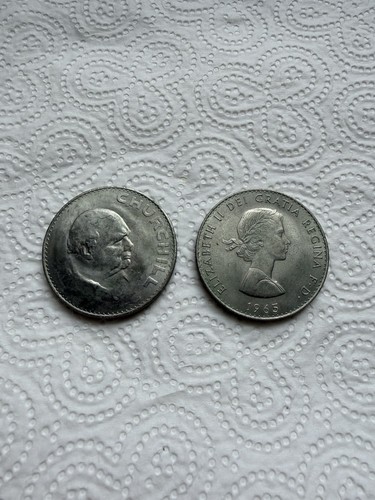 1965 churchill crown coins - 2x,
