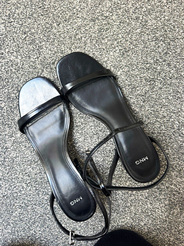 Mng black strappy leather - mng,