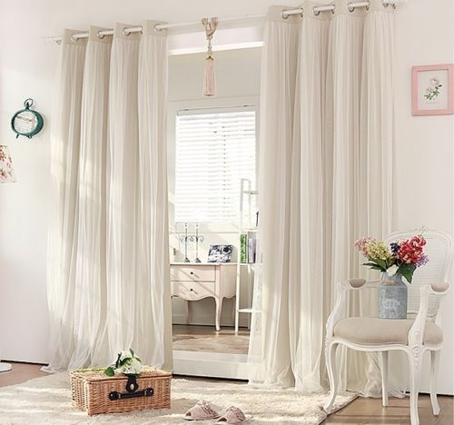 Double layers eyelet curtains - layers,