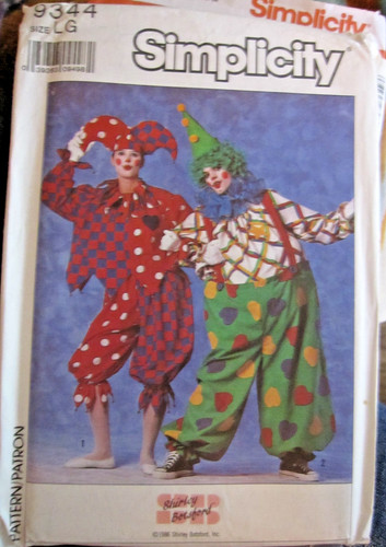 Simplicity 9344 adult clown - simplicity,