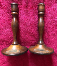 H.M.S. Ganges - Royal Navy - Wooden Candlesticks - Maritime Memorabilia