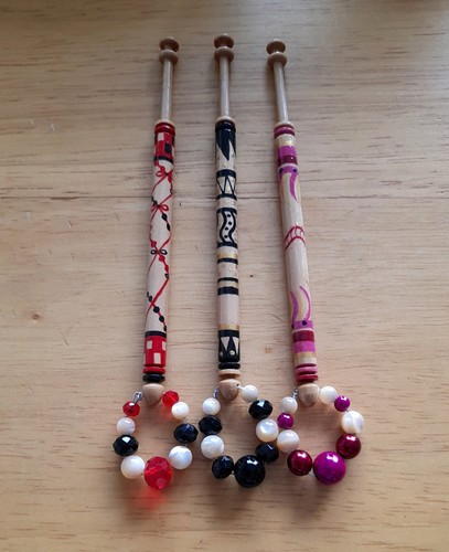 Wood lace bobbins by - 3, bobbins.