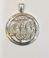 Silver Openwork Allah Pendant with CZ Stones