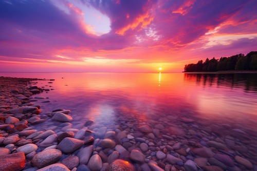 Sunset beach seascape - beach, canvas