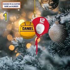 Custom Name Water Polo Ball And Cap Personalized Ornament, Christmas