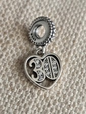 Sterling Silver 30th Birthday Charm Or Pendant + FREE Bracelet. 30th. UK