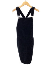 FINISTERRE Ladies UK 10 Navy Blue Corduroy 100% Cotton Dungaree Dress Pre Loved 