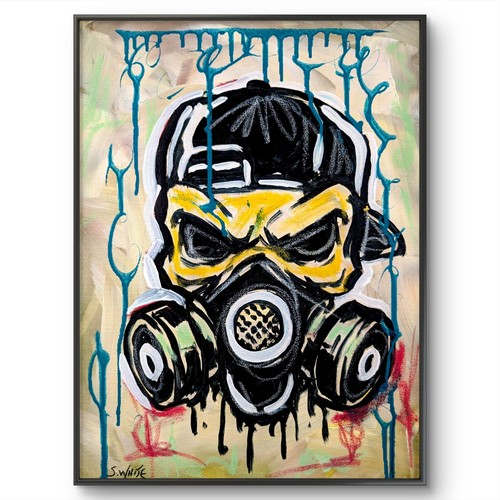 Gas mask original painting - gas,