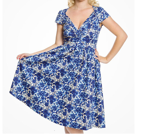 Lindy bop dress blue floral - bop,