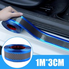 Carbon Fiber Blue Car Door Sill Scuff Cover Plate Sticker Protector Accessories