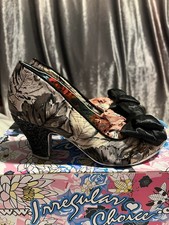 Irregular Choice Size 5 Winter Floral Glitter “Bsn Joe” Court Heels With Bows