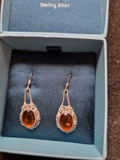 Past Times Sterling Silver Baltic Amber Drop Earrings