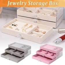 Jewellery Boxes Acrylic Storage Case Drawer Cabinet Necklace Organizer 3 Tiers