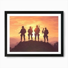 Soldiers Silhouetted Against A