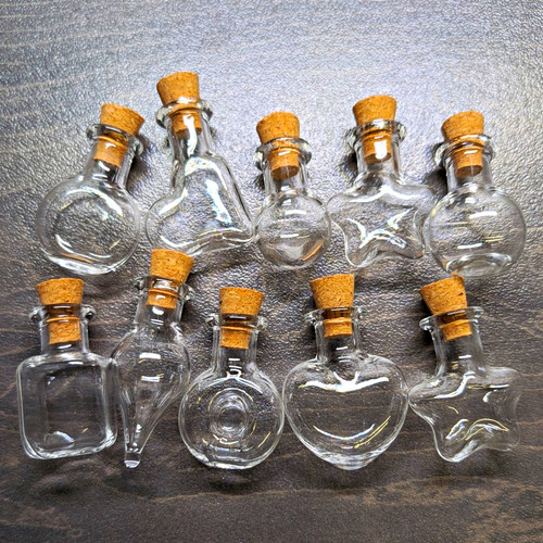 Set mini glass bottles - bottles, cork