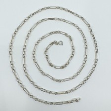 Vintage Sterling Silver 36” Fancy Link Bar & Belcher Chain / Necklace 925 (1993)