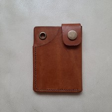 Compact Durable Handmade Cardholder Wallet Vegetable Tanned Cowhide Leather