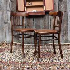 Antique 1920s Original Mazowia Thonet Design Beech Bentwood Cafe Chairs Pair