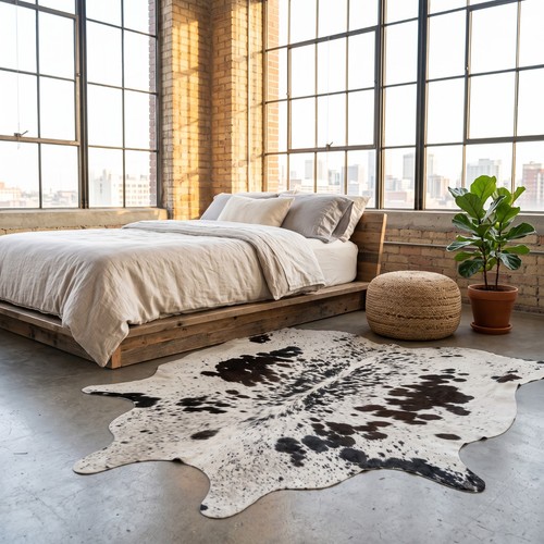 Natural cowhide rug - rug, black