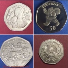 1988 - 2020 Gibraltar 50p fifty pence Christmas coin / display case /  album