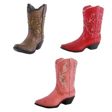 Cowgirl Boot Vase 17.5cm Height Resin Planter Desktop Decor Retro Design Cute