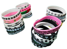 50x Fashion Adult Unisex Patterned Silicone Rubber WristBand Friendship Bracelet